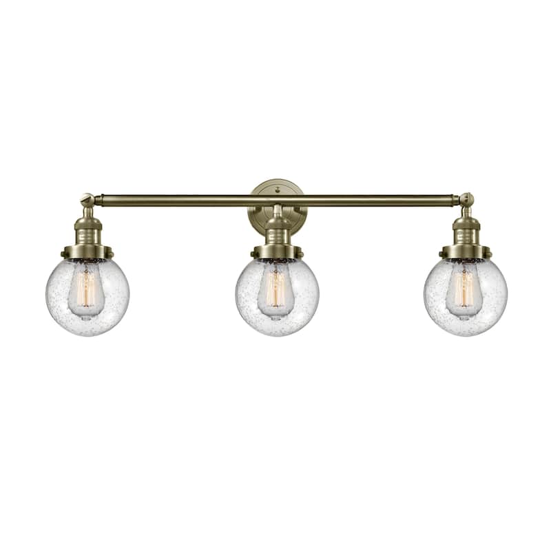 Innovations Lighting Beacon 3 Light 30" Wide Bathroom Vanity Light - Antique Brass / Seedy