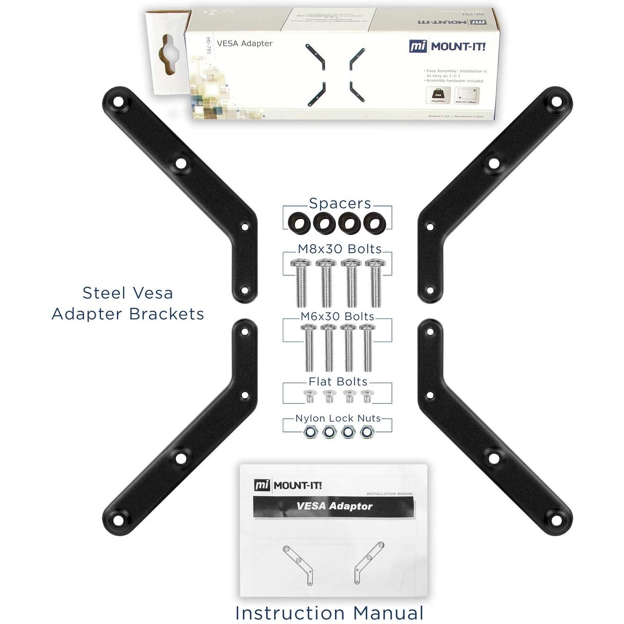 Mount-It! VESA Mount Adapter Kit Converts 200x200 mm Patterns to 300x300  and 400x400 mm - Black