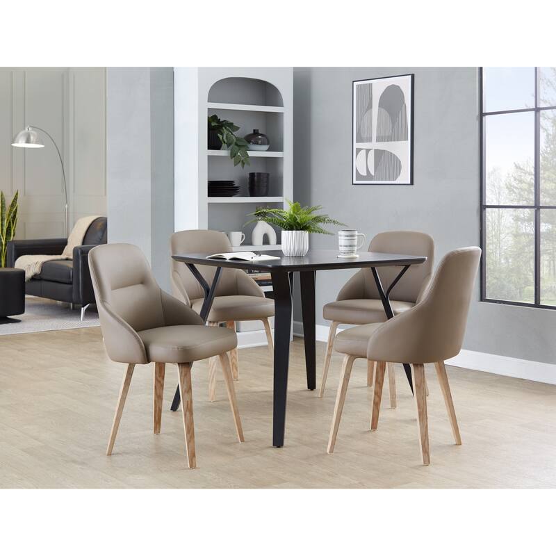 Porch & Den Yvette Upholstered Chair with Whitewashed Bent Wood Legs (Set of 2)