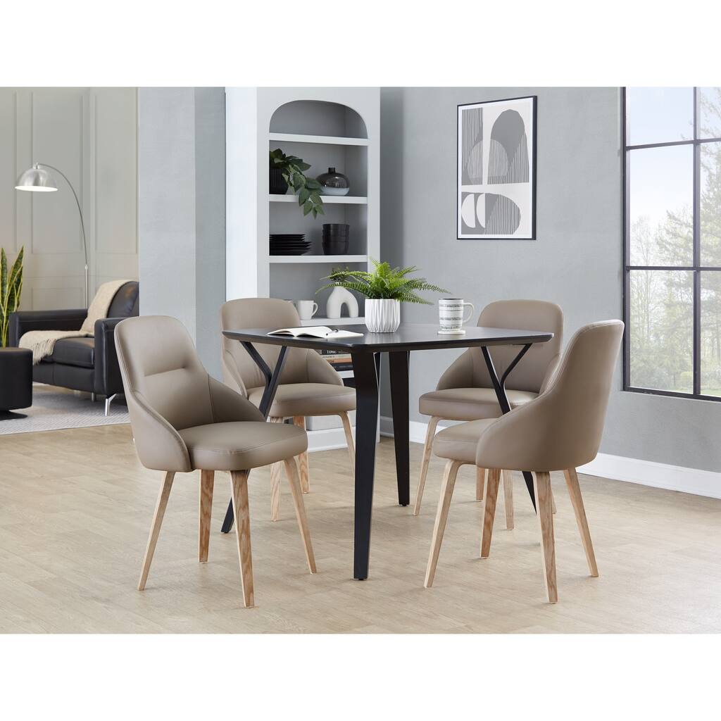 Porch & Den Yvette Upholstered Chair with Whitewashed Bent Wood Legs (Set of 2)