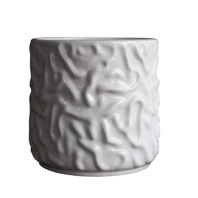 Swoon Shiny Finish Ceramic Pot - 9.5" - White