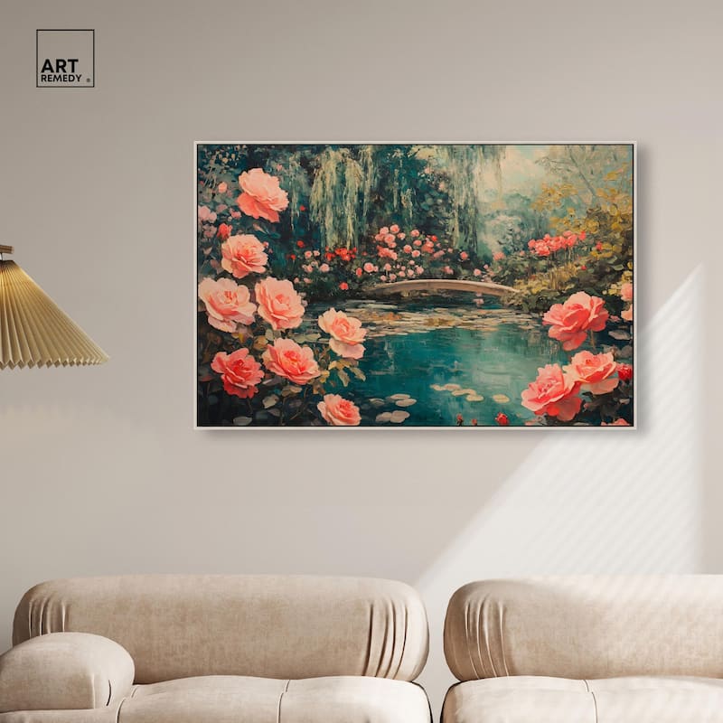 Rose Garden Bridge II Canvas by Art Remedy