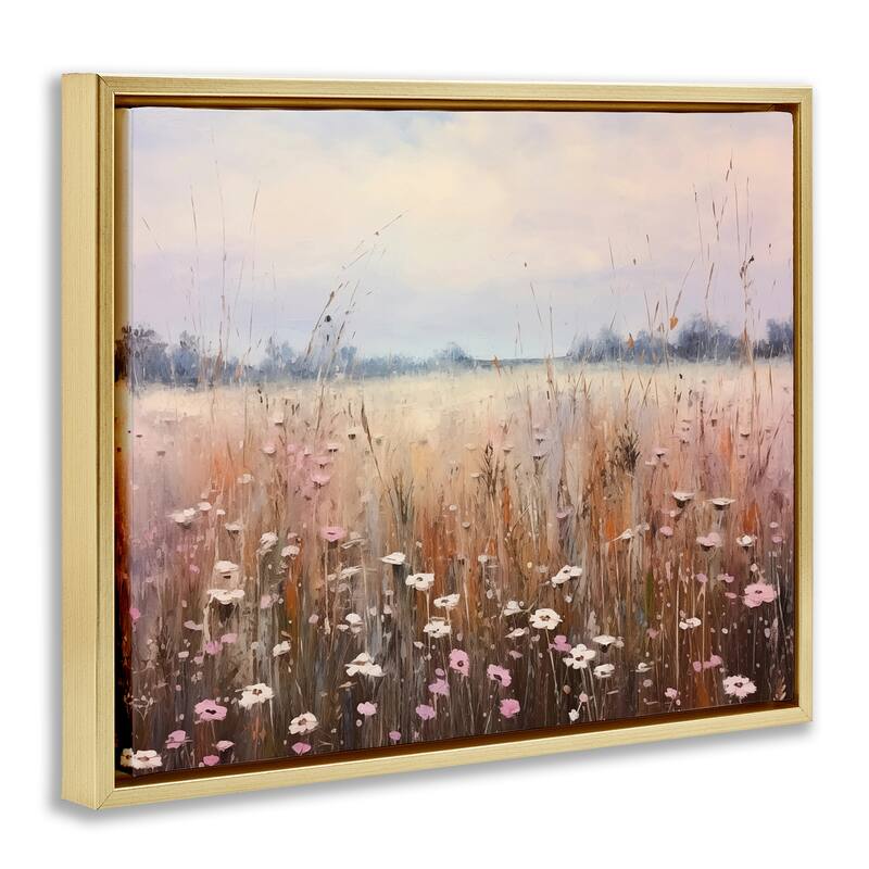 Stupell Neutral Tone Wildflower Field Framed Floater Canvas Wall Art Design By Arlington Prints