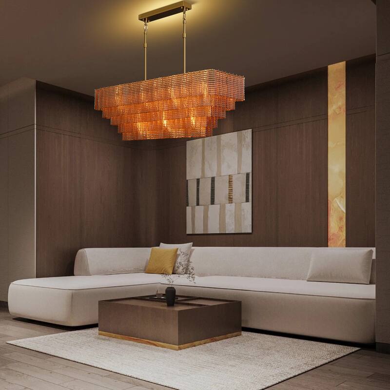 Modern Chandelier, 41 in. 9-Light Black & 59 in. 11-Light Gold Options for Dining Room, Living Room, Foyer, Bedroom