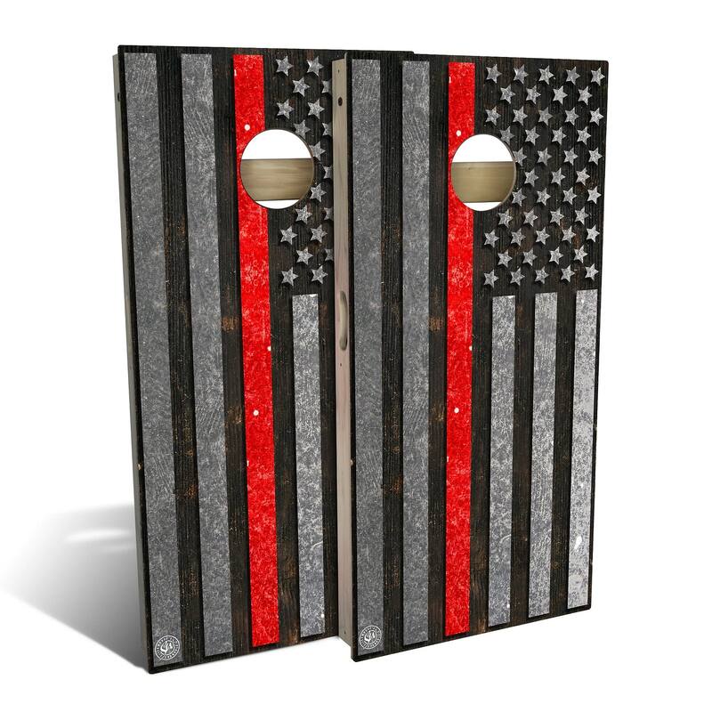 American Flag Red Line Outdoor Cornhole Board Set - Premium 2x4 - NO Accessories