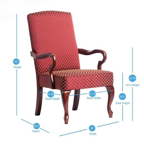 dimension image slide 0 of 4, Copper Grove Casalis Cherry Finish Gooseneck Accent Chair