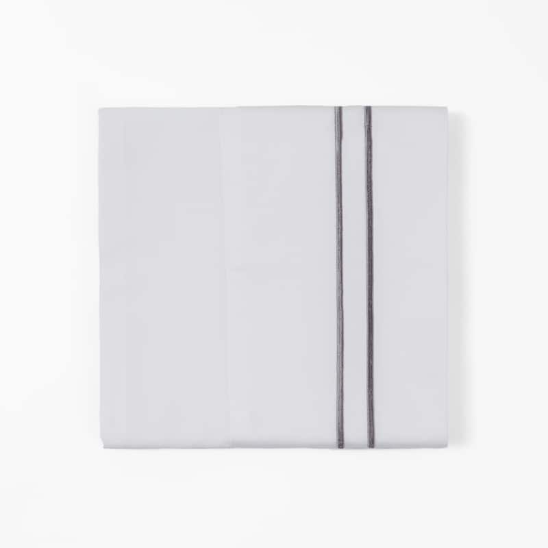 Hiend Accents 350TC Embroidered Stripe White Sheet Set, Gray, 4PC