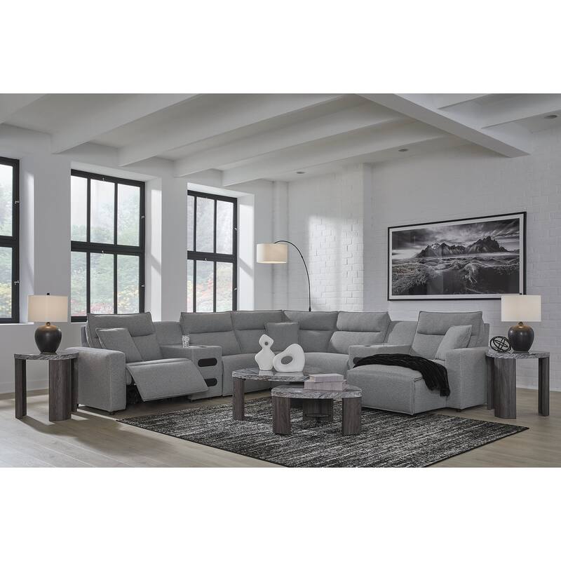 Signature Design by Ashley Modmax Gray 7-Piece Power Reclining Sectional with Chaise - 143" W x 143" D x 41" H