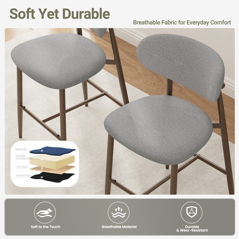RENEWLINE 25 Inch Bar Stools with Backrest, Mid-Century Modern Counter Height Stools for Kitchen Island