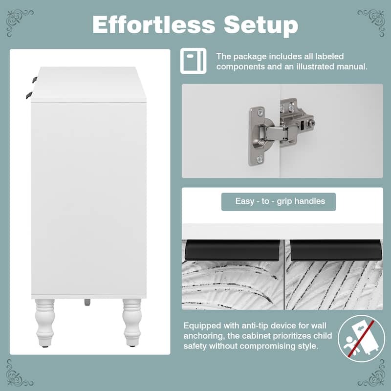 Anmytek Modern TV Stand For TVs Up To 43 Inch With Storage Solid Wood Legs Anti Tip Device