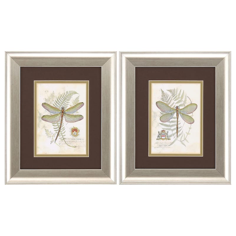 Dragonfly S/2 Framed Art Under glass - 13 X 11 X 1