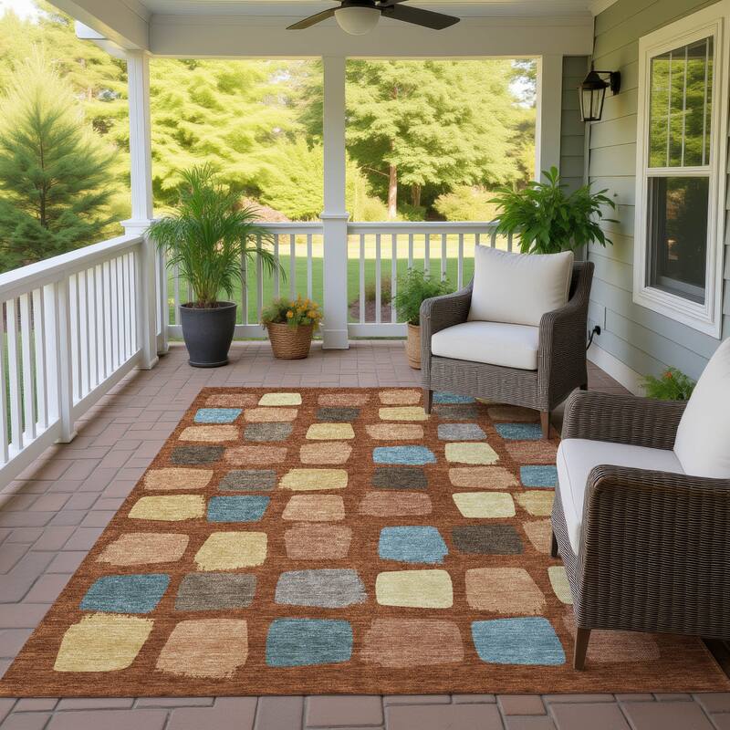 Machine Washable Indoor/ Outdoor Casual Hoppy Chantille Rug - Paprika - 2'6" x 3'10"