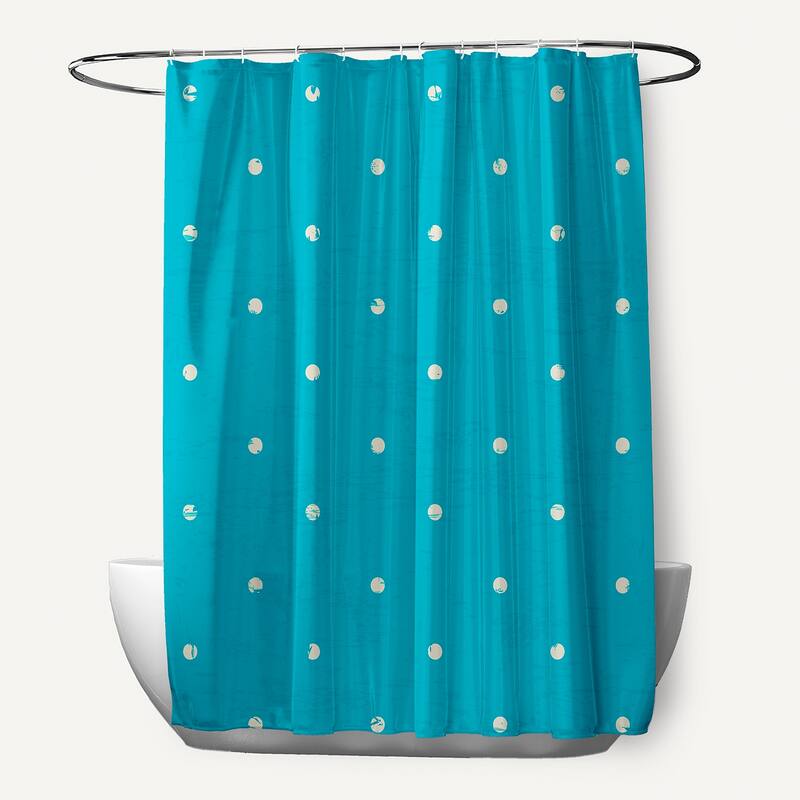 Dorothy Dot Geometric Print Shower Curtain - Turquoise