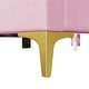 preview thumbnail 29 of 52, Twin/Full Size Velvet Bed Frame with Classic Semi-circle Shaped Headboard, Upholstered Platform Bed w/ Metal Legs for Kids Teens