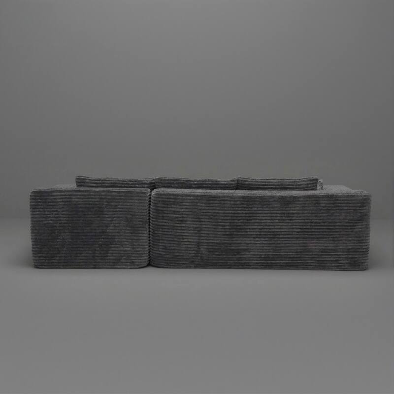 Black L-Shaped Compressed Foam Sofa – Ready-to-Use Sectional Couch with Chaise