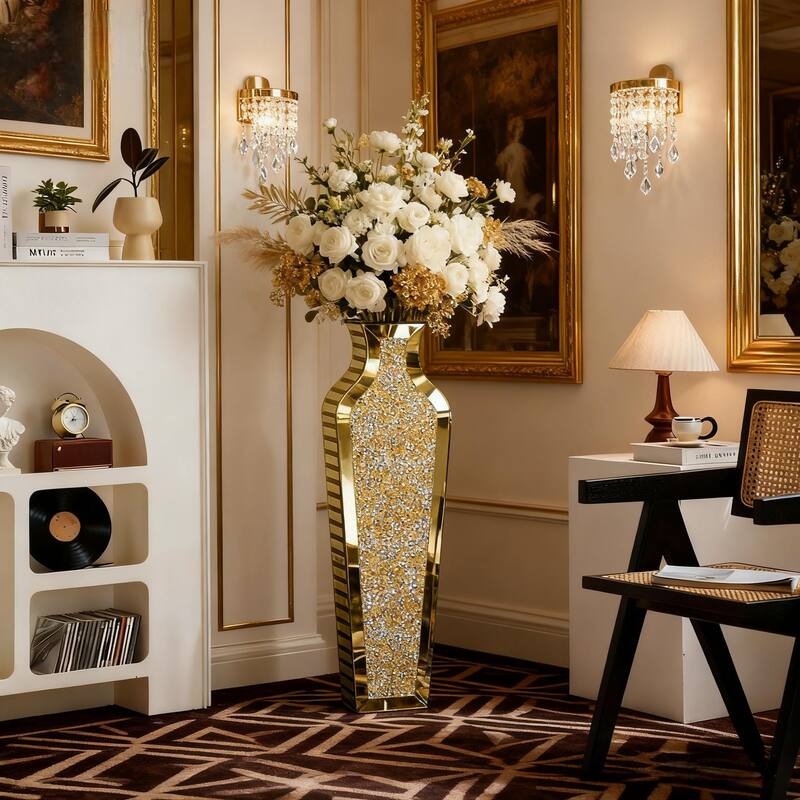 Glass Floor Vase Crystal Home Decor