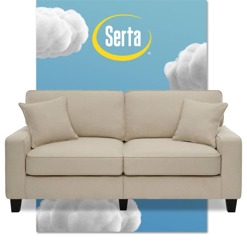 Serta Palisades Upholstered 73" Sofas for Living Room Modern Design Couch, Straight Arms, Soft Upholstery, Tool-Free Assembly - Buckwheat Beige