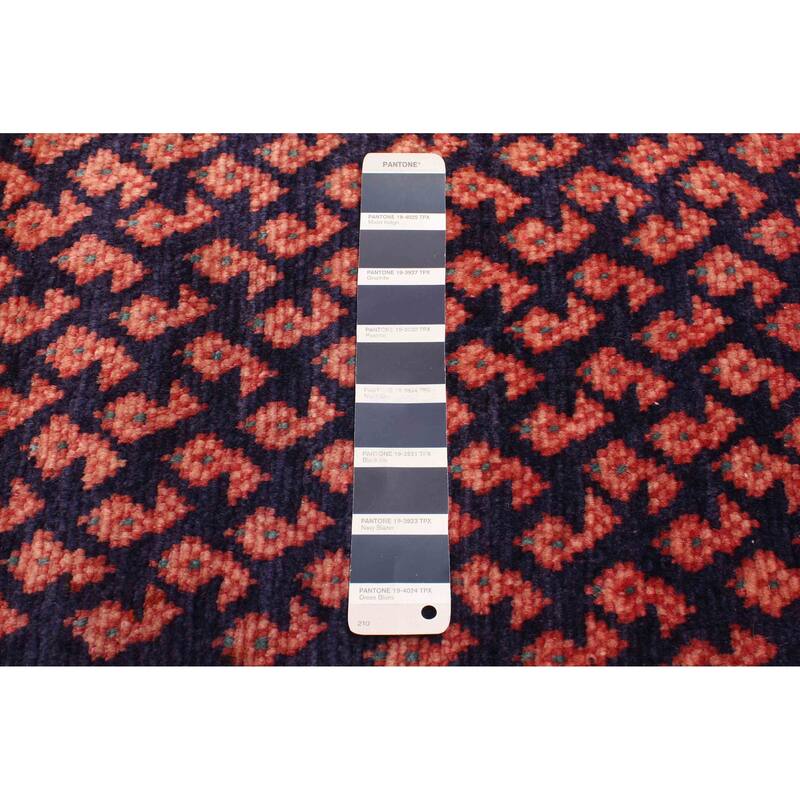 ECARPETGALLERY Hand-knotted Andelz Dark Navy, Red Wool Rug - 3'5 x 10'5