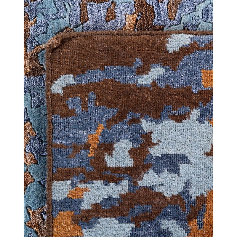 Modern One-of-a-Kind Hand-Knotted Area Rug, Blue - 8' 1" x 10' 0"