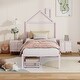 preview thumbnail 31 of 71, Metal Platform Bed With Two Drawers,House-Shaped Headboard Design