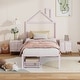 preview thumbnail 30 of 75, Metal Platform Bed with 2 Drawers, Bedroom Kids Bed Frame with House-Shaped Headboard Design and Support Slats, Easy Assembly