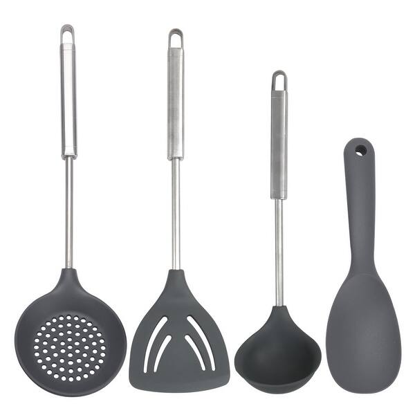 Silicone Turner Spatula with Stainless Steel Handle for Non-Stick Cookware Black