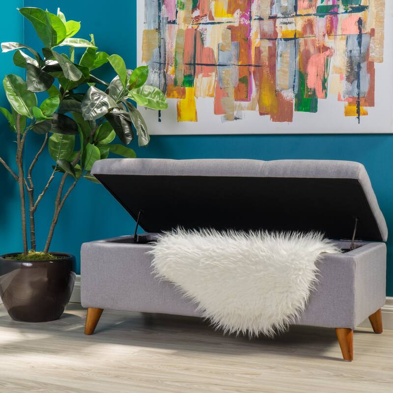 Home Decor,Tufted Ainsley Button Storage Ottoman Bench with Hinged Lid, Ottoman Bench with Storage