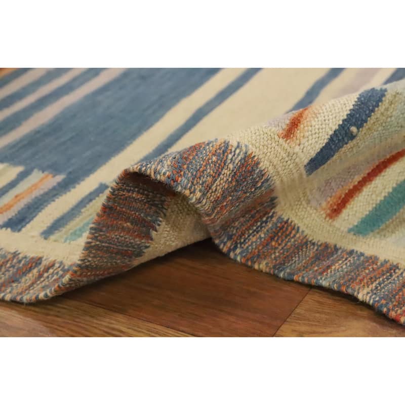 Hand Woven Oriental 100% Wool Carpet Southwestern Tribal Multi-Colored Kilim Area Rug - 4' 10'' X 3' 3''