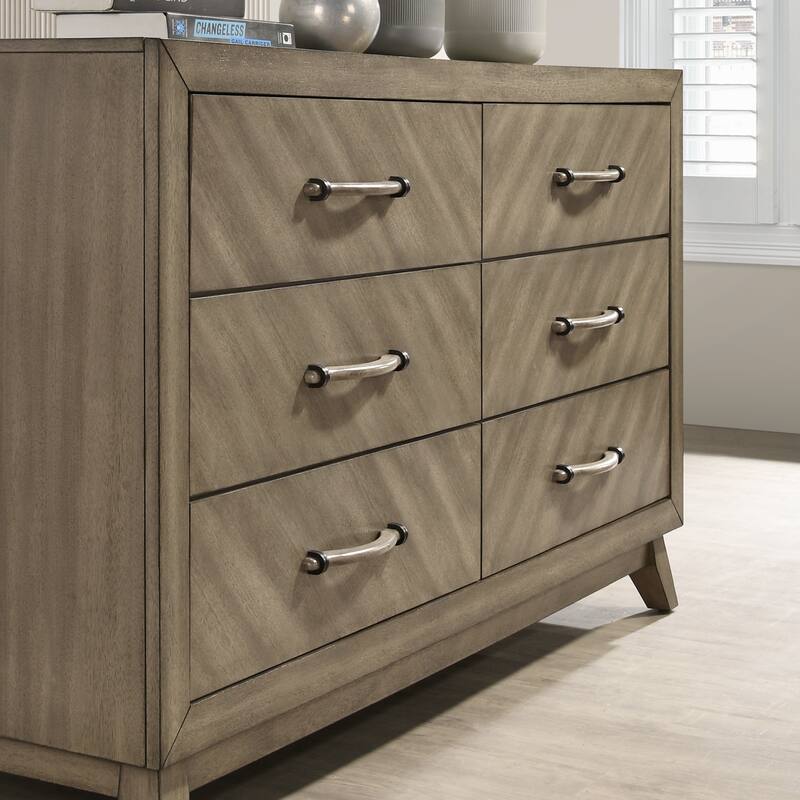 Roundhill Furniture Arena Contemporary Wood Bedroom Set: Panel Bed, Dresser, Mirror, Nightstand, Chest in Antique Gray