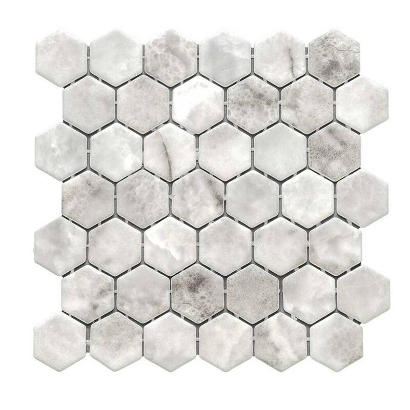 Eterna Hex 2x2 Glass Hexagon Mosaic Tile - Floor, Wall & Backsplash - 1 Sheet (0.88 Sq. ft.) - Onice