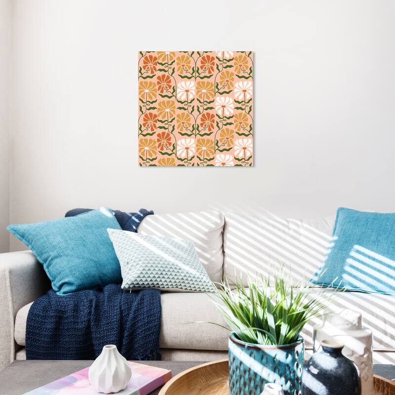 Wynwood Studio Canvas Abstract Flower Vine Pattern Pink and Light Pink Vintage Wall Art Canvas Print