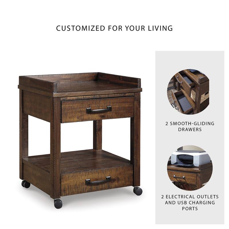 Baldridge Rustic Brown Casual Printer Stand