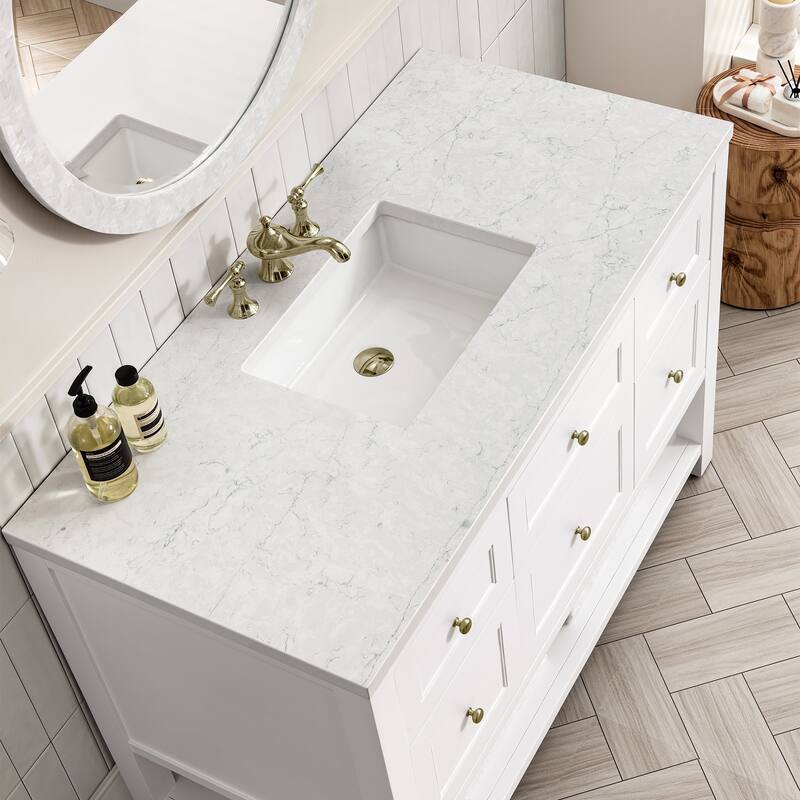 James Martin Vanities Breckenridge 48" Single Vanity, Bright White - Arctic Fall Solid Surface