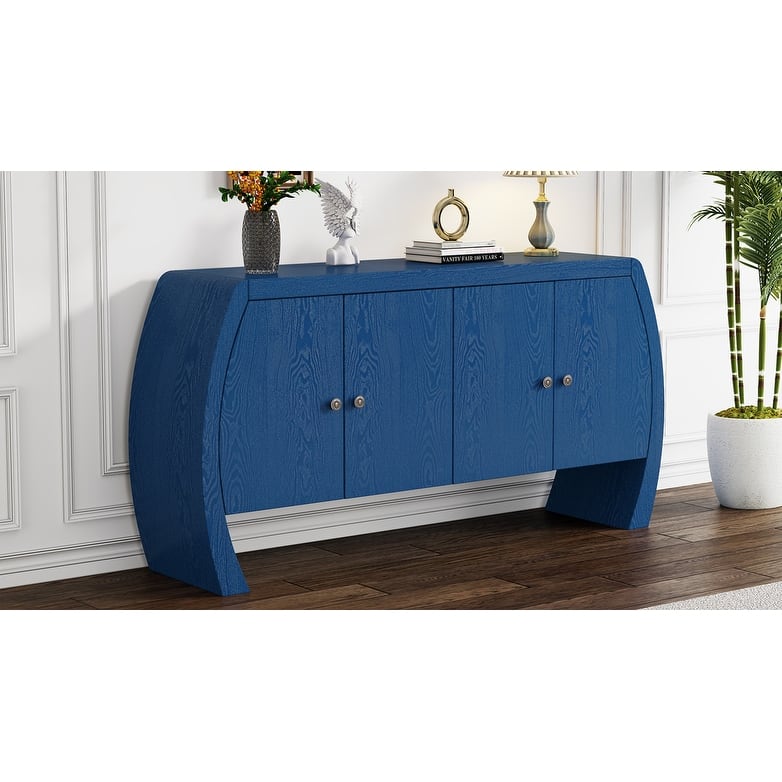 59" Vintage Console Table with Brass Handles