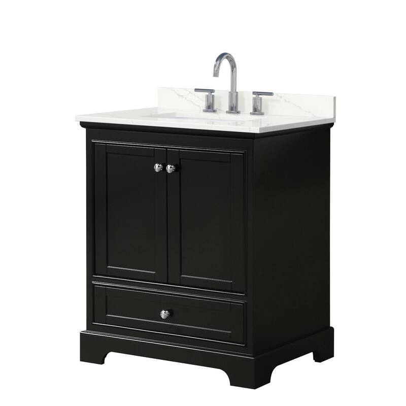 Wyndham Collection WCS202030S-QTZ-US3MXX Deborah 30" Free Standing - Dark Espresso / Giotto Quartz Top / Polished