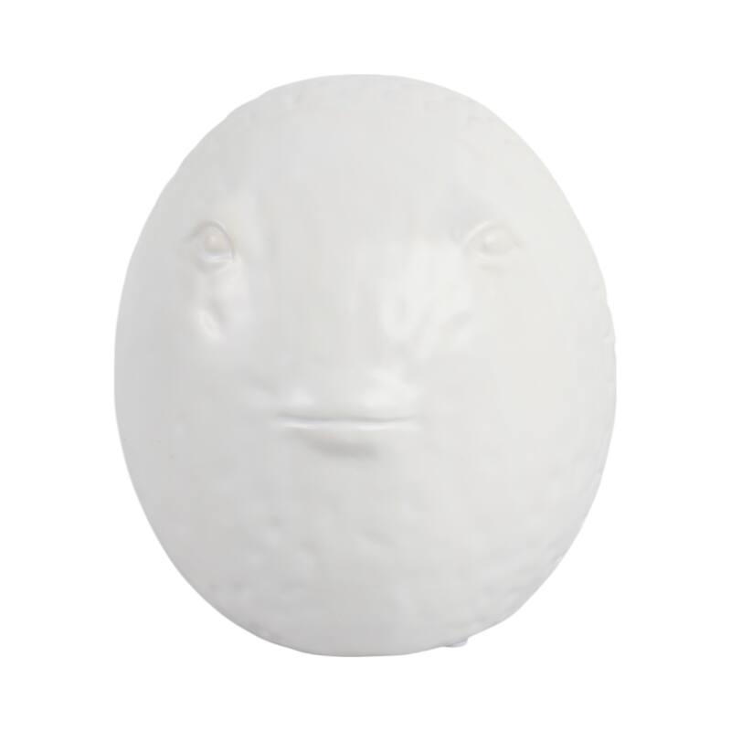 Ceramic Figurine Scaled Fish Sculpture Textured Accent - 6" White - 10" x 6" x 6"