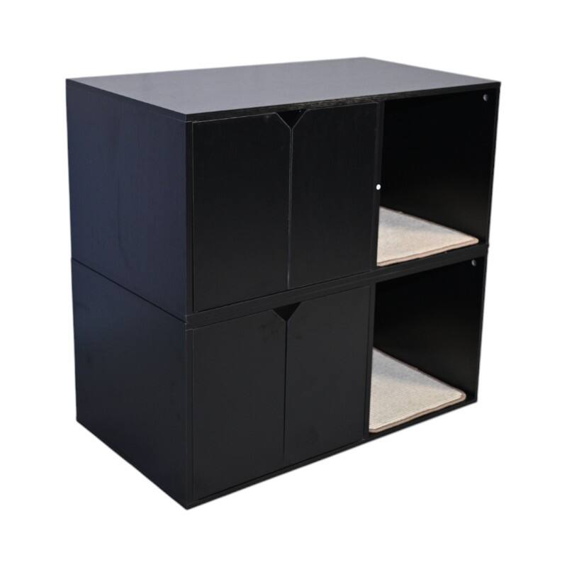 35.83" Cat Litter Box Enclosure Hidden Furniture (Scratch Pad Included), Cat House with Corrugated Cardboard Scratching Pad