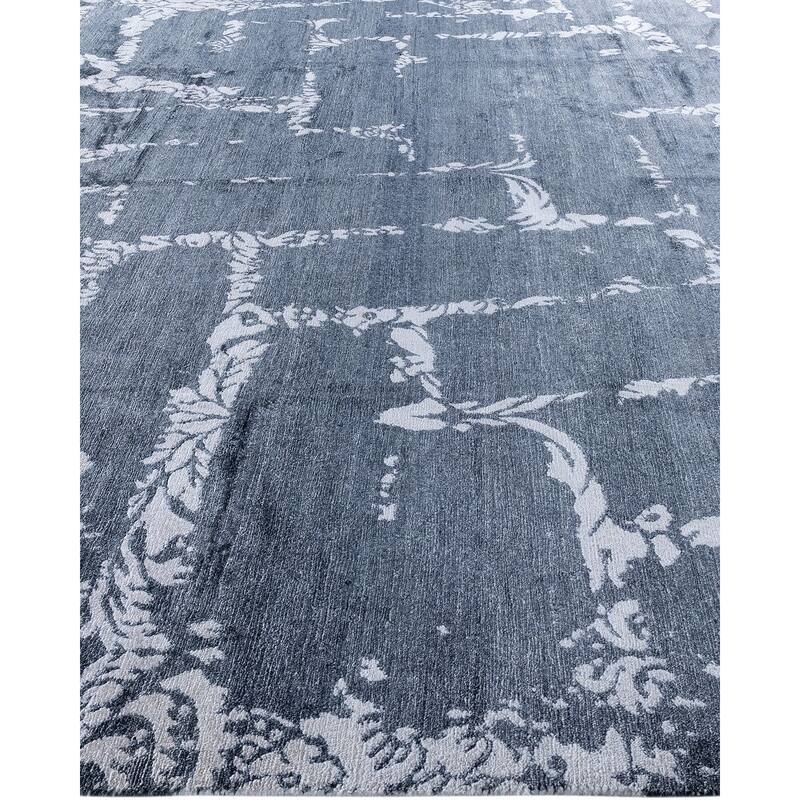 Modern One-of-a-Kind Hand-Knotted Area Rug - White, 9' 2" x 12' 4" - 9' 2" x 12' 4"