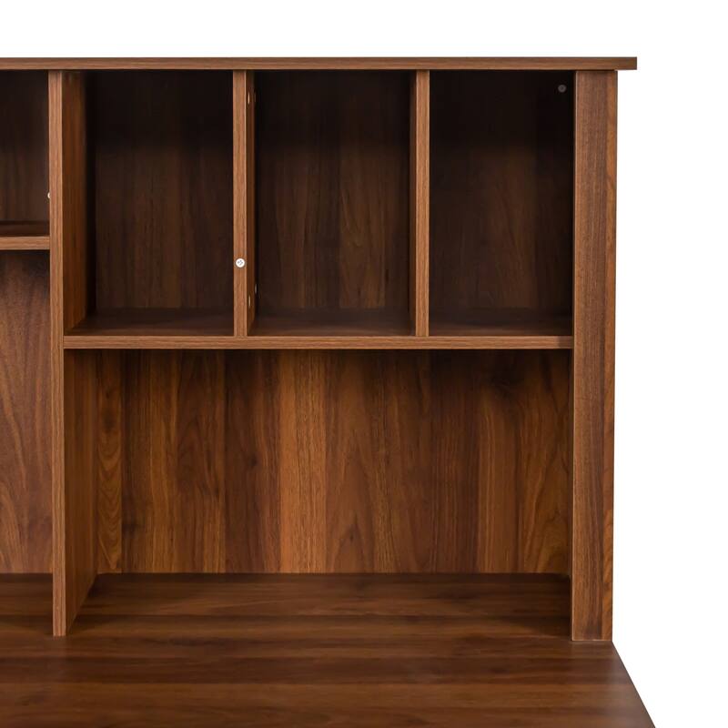 Wood Home Office Computer Desk with Hutch and Drawers