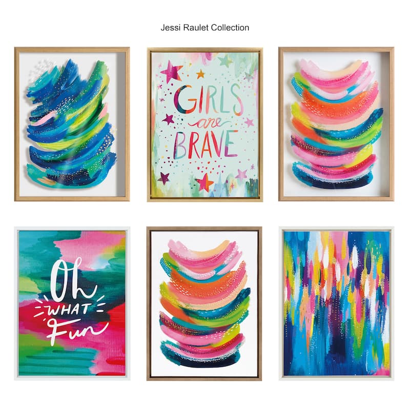 Kate and Laurel Blake Bright Abstract 2 Framed Printed Glass by Jessi Raulet of Ettavee - Natural
