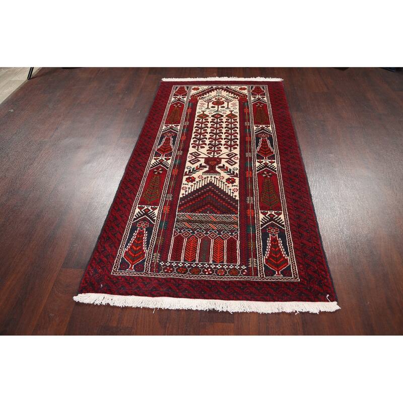 Geometric Hamedan Persian Traditional Runner Rug Handmade Wool Carpet - 3'4" x 6'8"