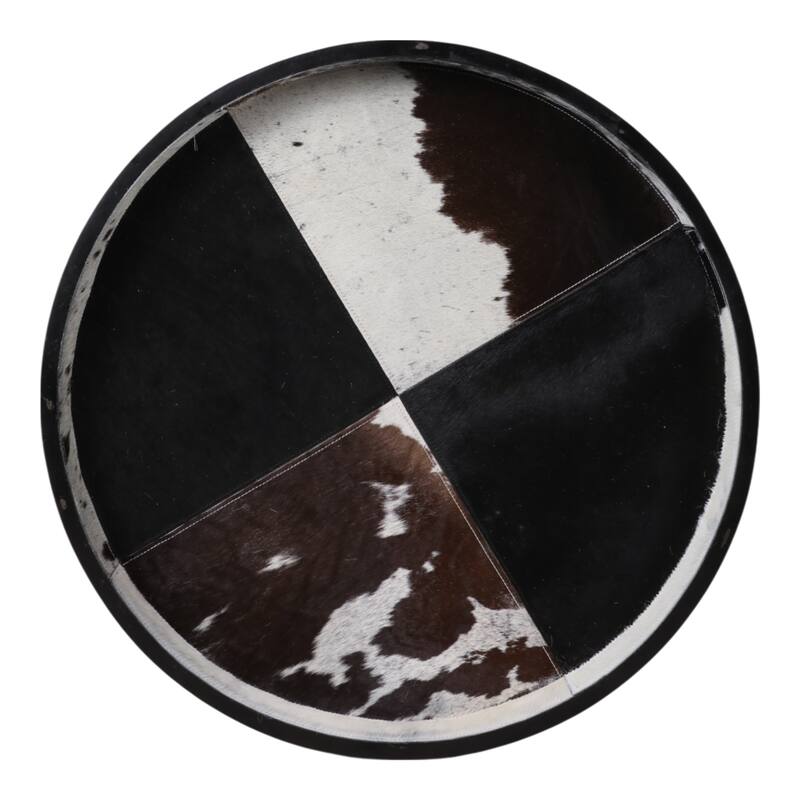 Wood Decorative Tray Stylish Round Two-Tone Design - 29" Black - 28.75"