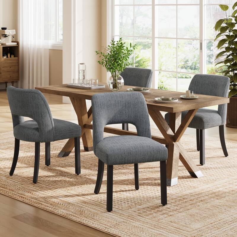 Set of 2/4/6 Modern Fabric Upholstered Dining Room Chair Kitchen Chairs with Wood legs