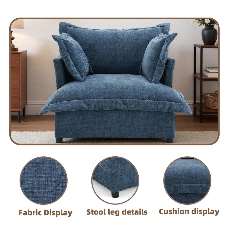 Double Layer Cushion Comfy Cloud Modular Sectional Sofa Couch Ottoman