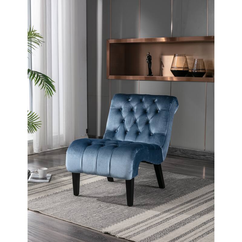 Modern Velvet Armless Living Room Chair - Light Blue Velvet