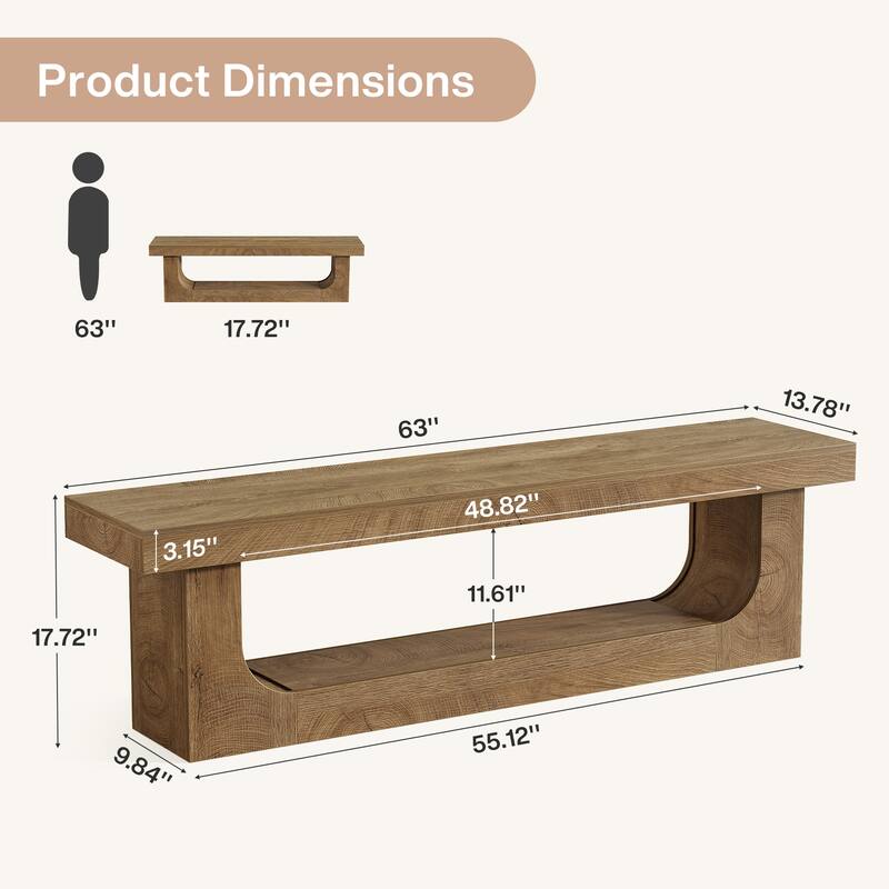Modern Entryway Shoe Bench, 2-tier Wooden Entryway Bench