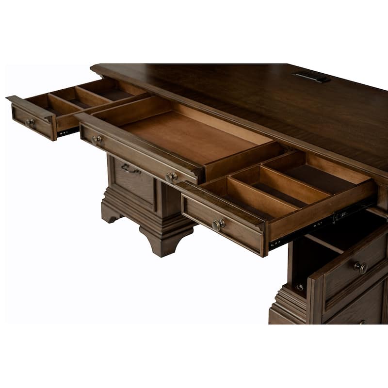 GDFStudio - Stigham Credenza Office Desk with 5 Drawers, Spacious Work Surface, Classic Rectangular Design