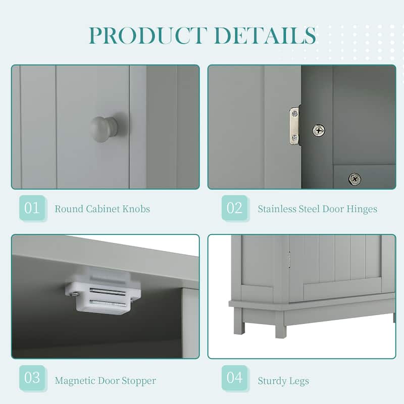 Bathroom Corner Storage Cabinet, Wood Single Door Corner Cabinet, Freestanding Organizer with Adjustable Shelves