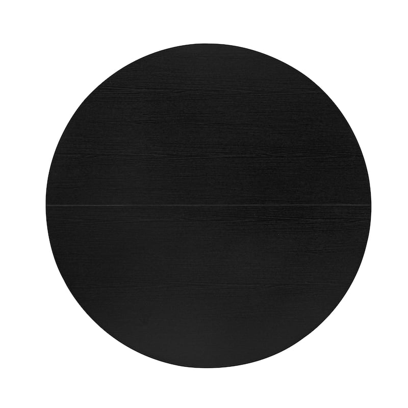 Roomfitters Round Dining Table, Modern Black Pedestal Base, Small Kitchen or Dining Room Table for 2-4 People