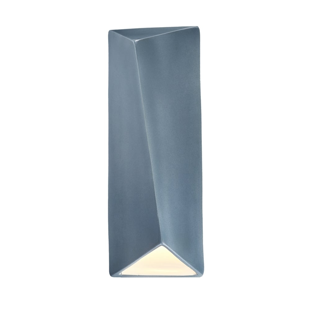 Justice Design Group Ambiance Large Outdoor LED Ceramic Diagonal Rectangle Wall Sconce with Closed Top